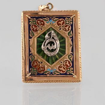 HÄNGE, 18K guld samt emalj. Vikt 28,2 gram.