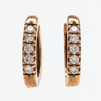 Earrings, brilliant cut diamonds, 14K gold.