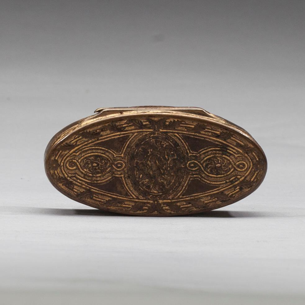 SNUSDOSA, gustaviansk, förgylld koppar, 1700-tal.