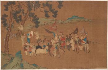 Album med målningar föreställande Envoyéer som kommer med gåvor, 职贡图 (Zhigong tu), troligen 1600-tal, efter äldre mästa.