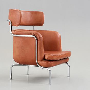 A Tommy Sundberg 'Sheraton' chromed tubular steel and leather easy chair, designed for Sheraton Hotel, Stockholm in 1971.