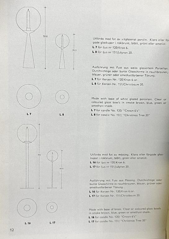 Hans-Agne Jakobsson, a pair of candle holders, model "L 8", Hans-Agne Jakobsson AB, Markaryd, 1950-60s.