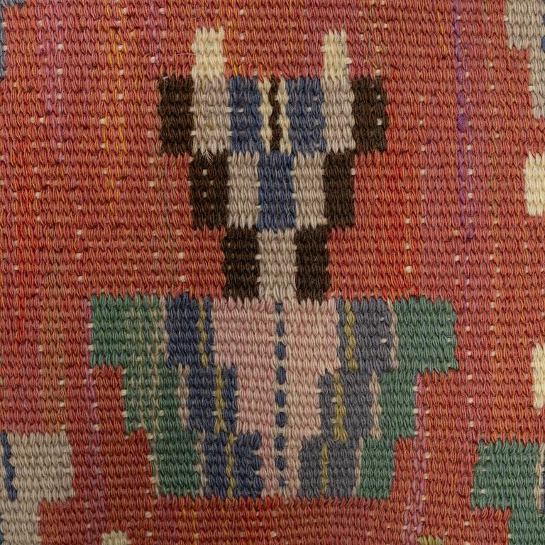 Märta Måås-Fjetterström, a cushion, 'Blommor på röd botten', signed AB MMF, ca. 31 x 31 cm.