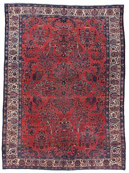 826. CARPET. Semi-antique/Old Lilihan, probably. 471 x 349 cm (the ends have 2-2,5 cm blue flat weave).