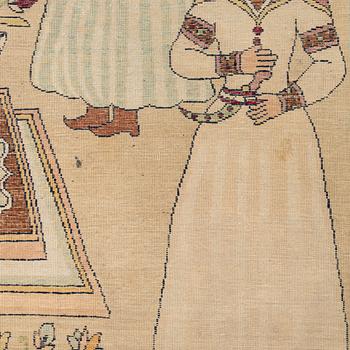 An antique Kerman Laver rug, South Persia, signed c.206 x 133 cm.