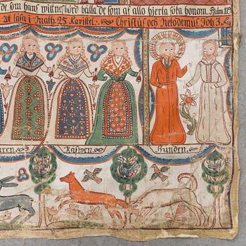 BONADSMÅLNING, allmoge, Småland, Anders Andersson, Femsjö-gruppen, märkt AAS 1817.