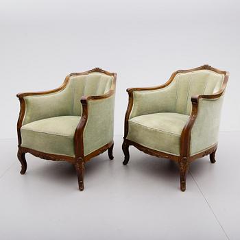 FÅTÖLJER, 1 par, 1900-talets första hälft.