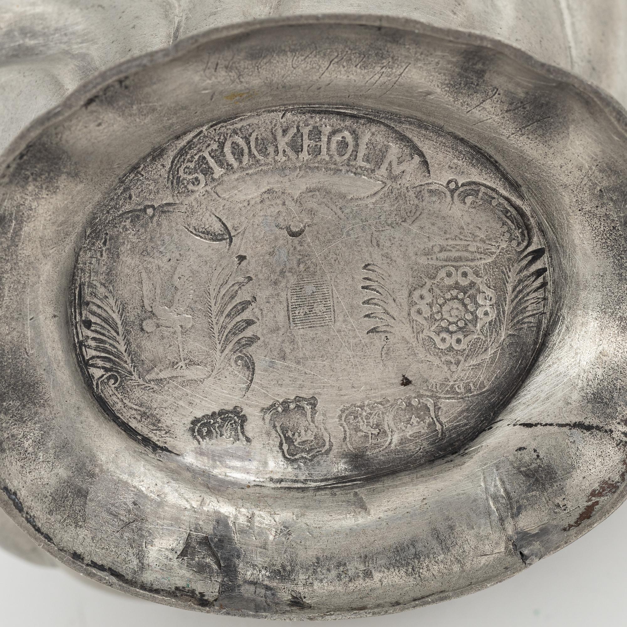 A pewter coffee pot, Rococo, 18th Century.