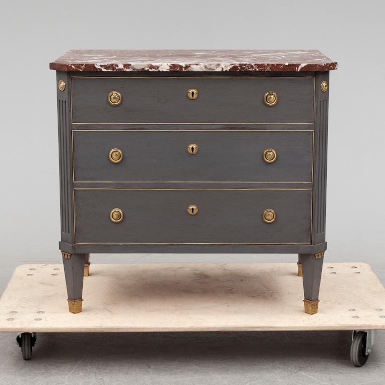 A Gustavian style chest of drawers, late 19th century.