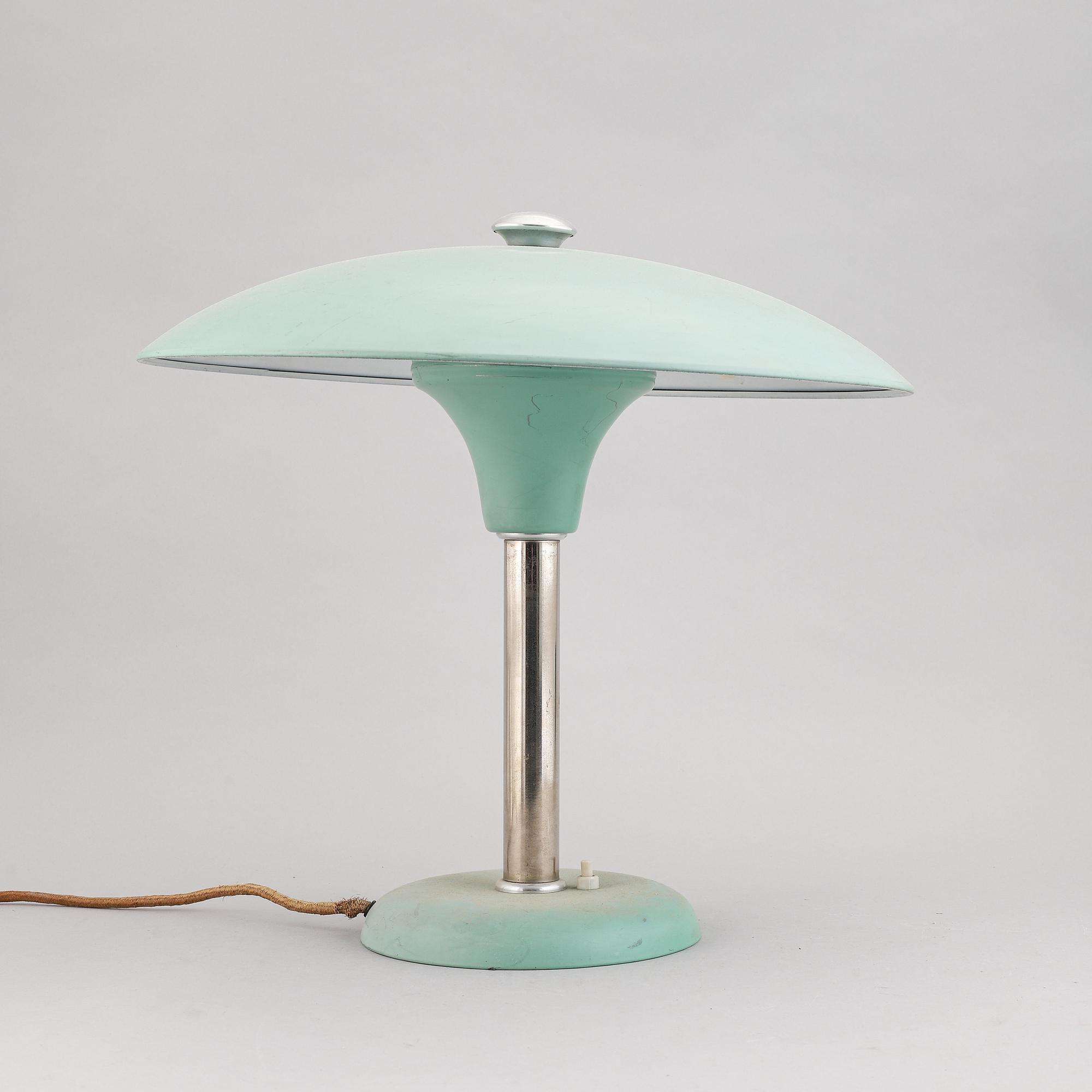 Bordslampa, funkis, Metallwerke Schröder Lobenstein, Tyskland, 1930-tal.
