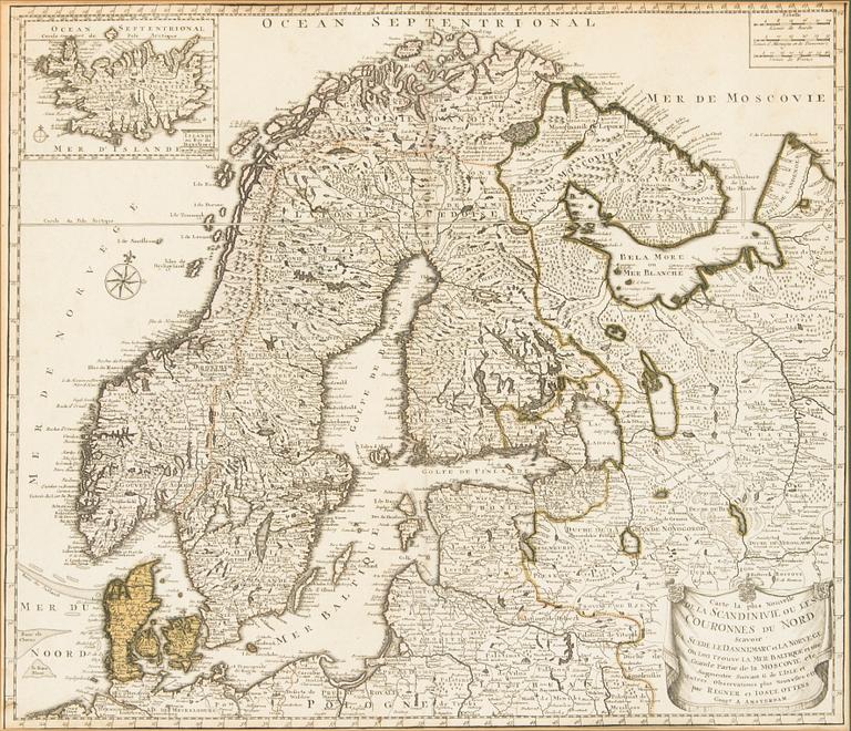 Guillaume Delisle, map of Scandinavia and Iceland, Regner & Iosue Ottens, Amsterdam ca 1740.