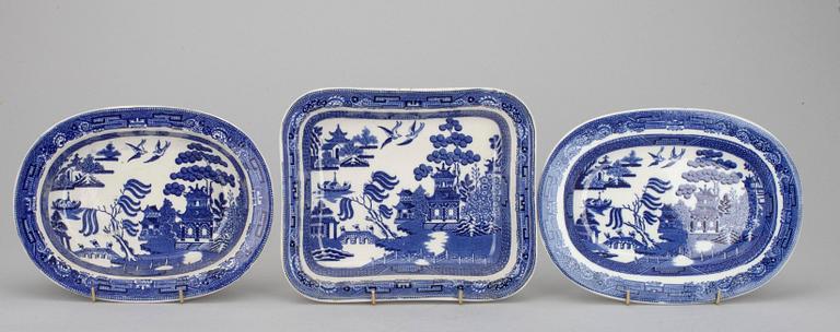 SERVIS, 25 delar, flintgods, Wedgewood, "Willow", 1800-1900-tal.