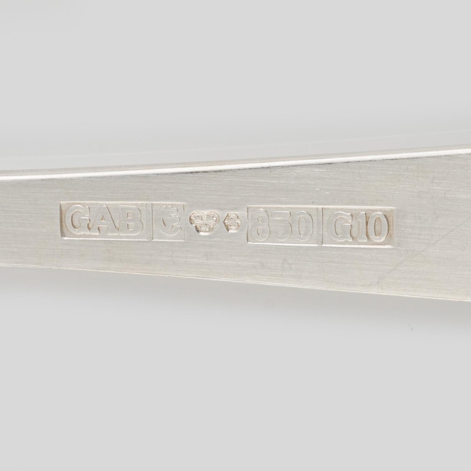 Cutlery set, 6 knives, 6 forks, silver, Guldsmedsaktiebolaget (GAB), 1976-1983.