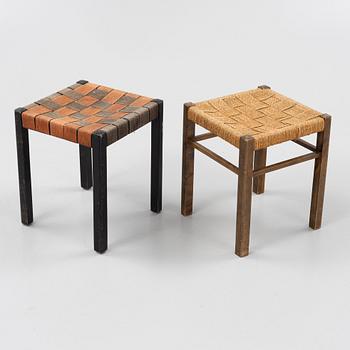 Axel Larsson, two similar stools, Svenska Möbelfabriken, Bodafors, Sweden, 1930's.