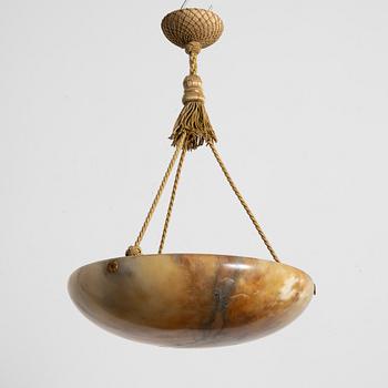 A ceiling lamp, alabaster, 1920s.