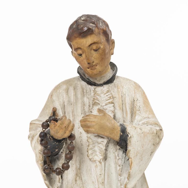 Wood sculpture, saint figure, 19th century.