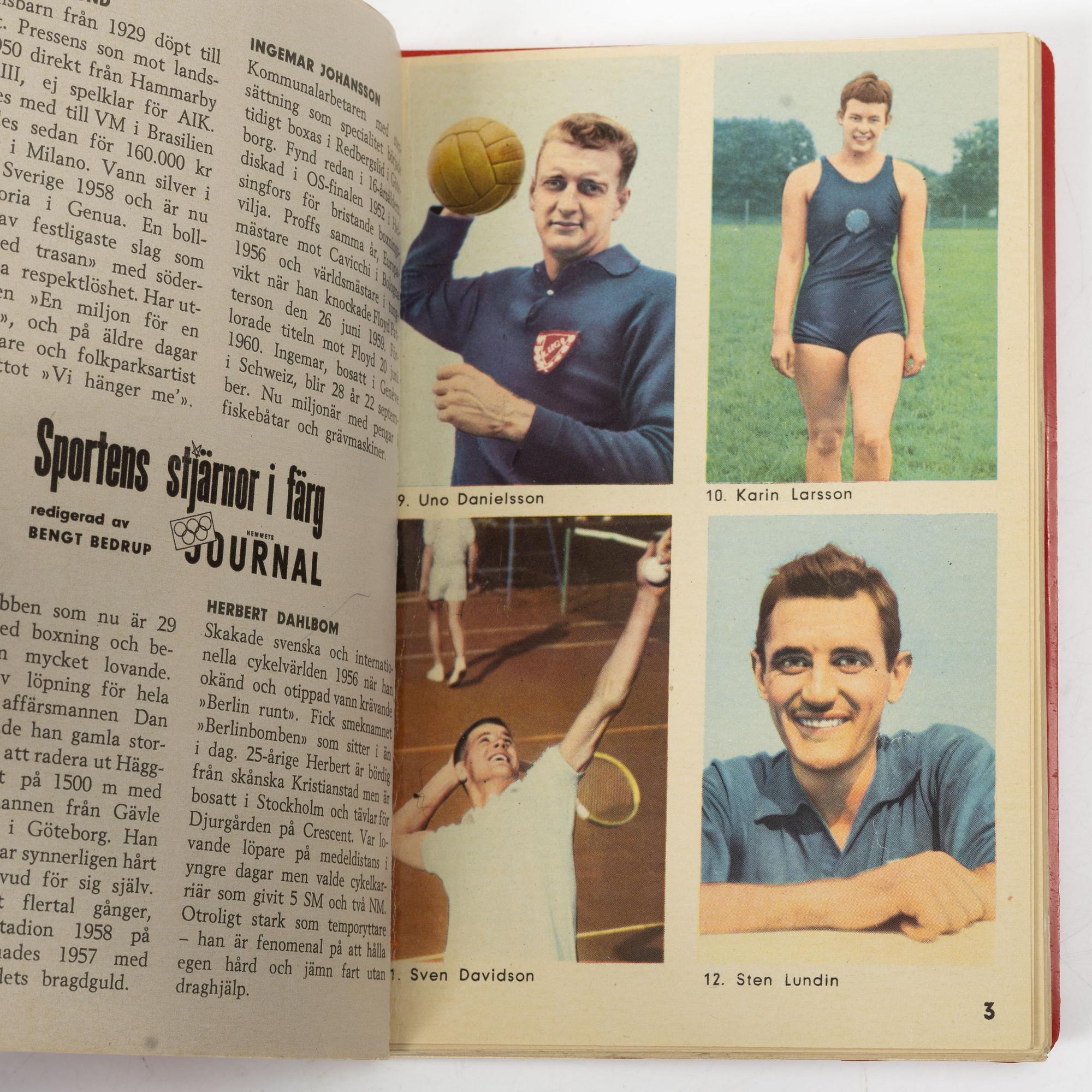 Trading cards, “Sportens stjärnor”, published by Hemmets Journal, 1960s.