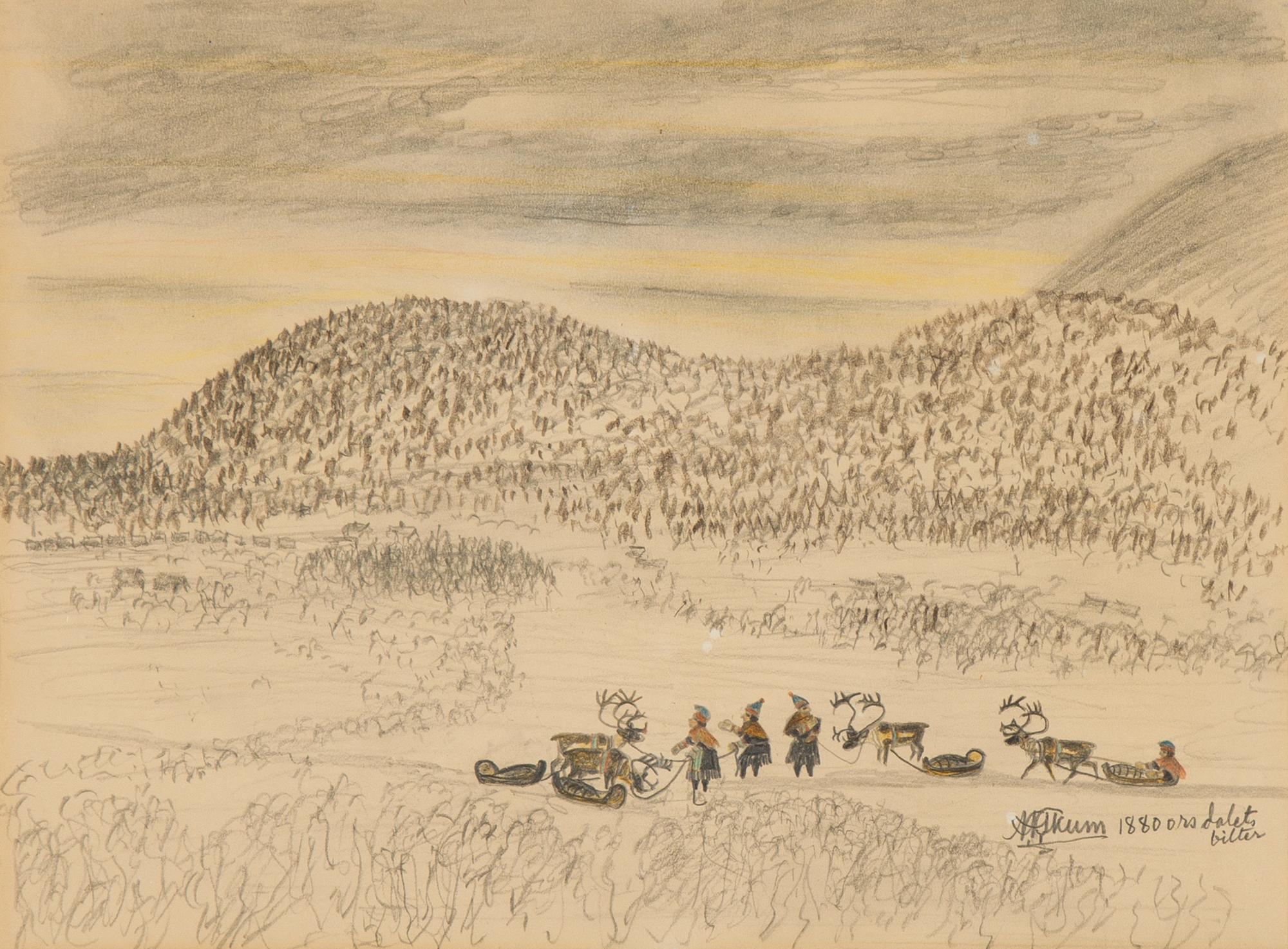 Nils Nilsson Skum, mixed media on paper, signed.