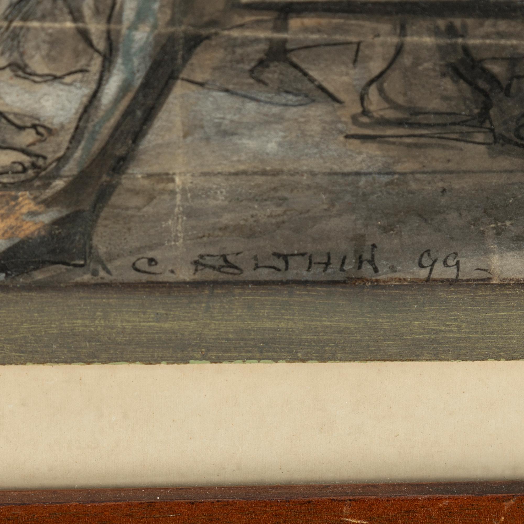 CALEB ALTHIN, ink and watercolour, signed and dated -99.