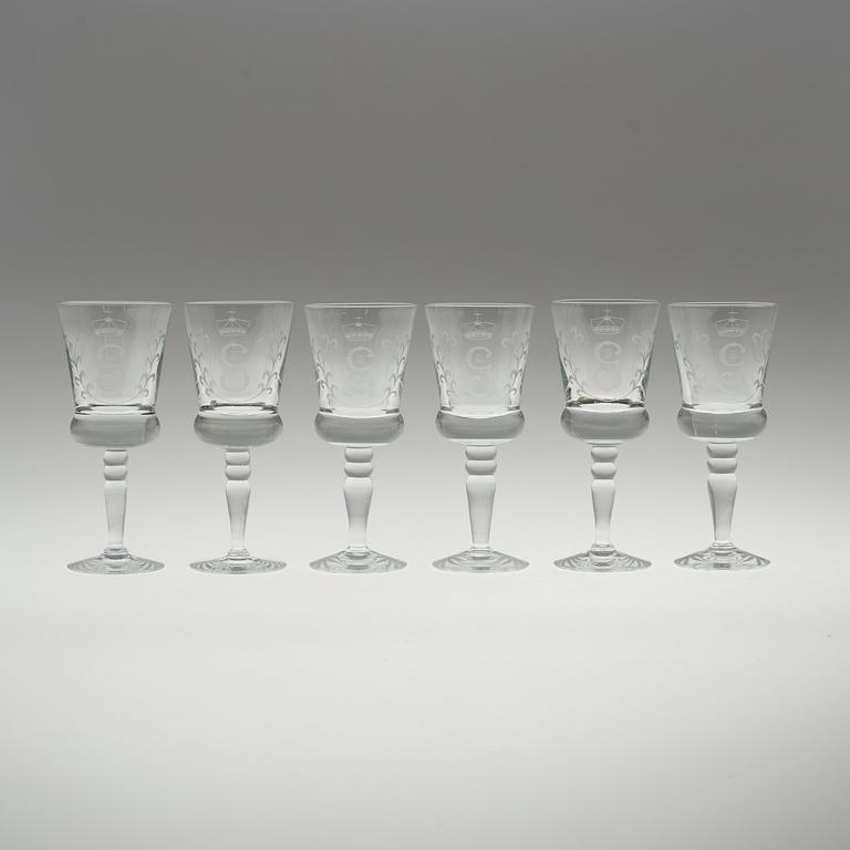 A set of six "Gustav III" wineglasses from Reijmyre Sweden.