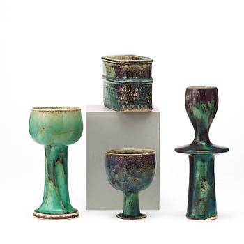 Stig Lindberg, a set of four stoneware vases, Gustavsberg studio 1971-72.