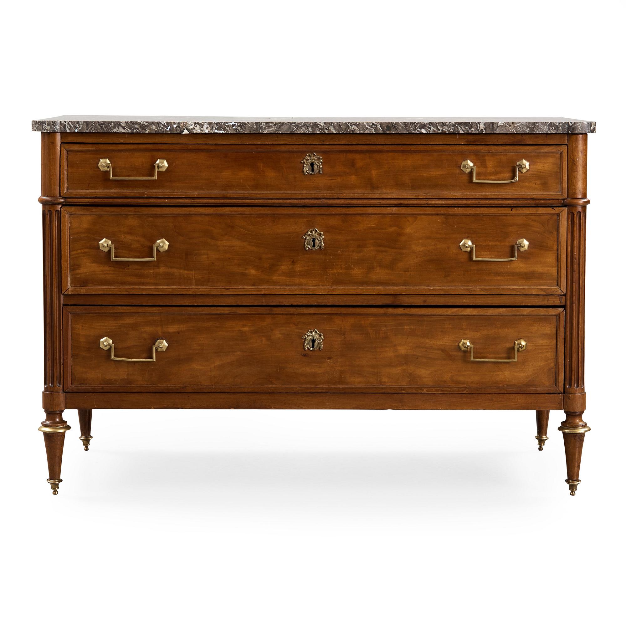 A Directoire late 18th century mahogany commode.
