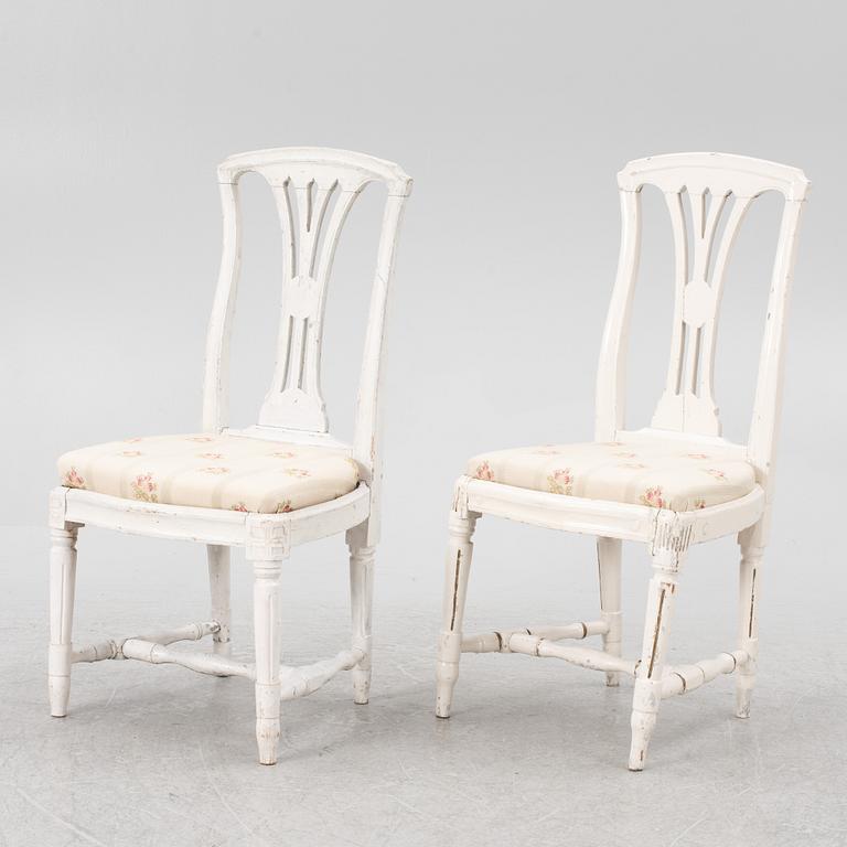 A pair of Gustavian chairs, late 18th century.