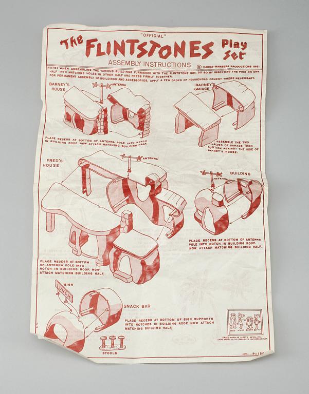 THE FLINTSTONES PLAY SET, plast, "Bedrock", 1900-talets mitt.