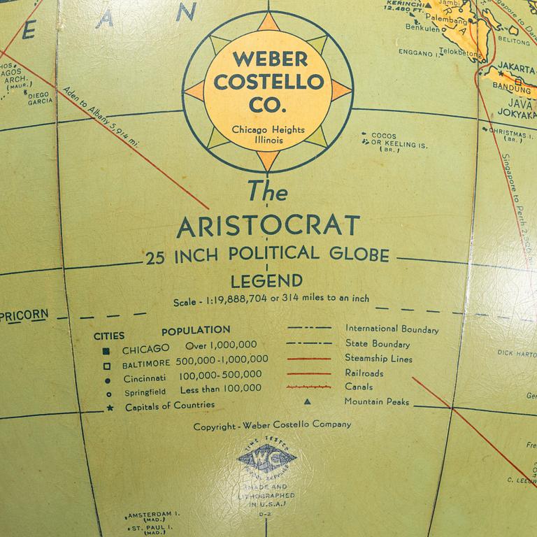 Globe, mid-20th century.