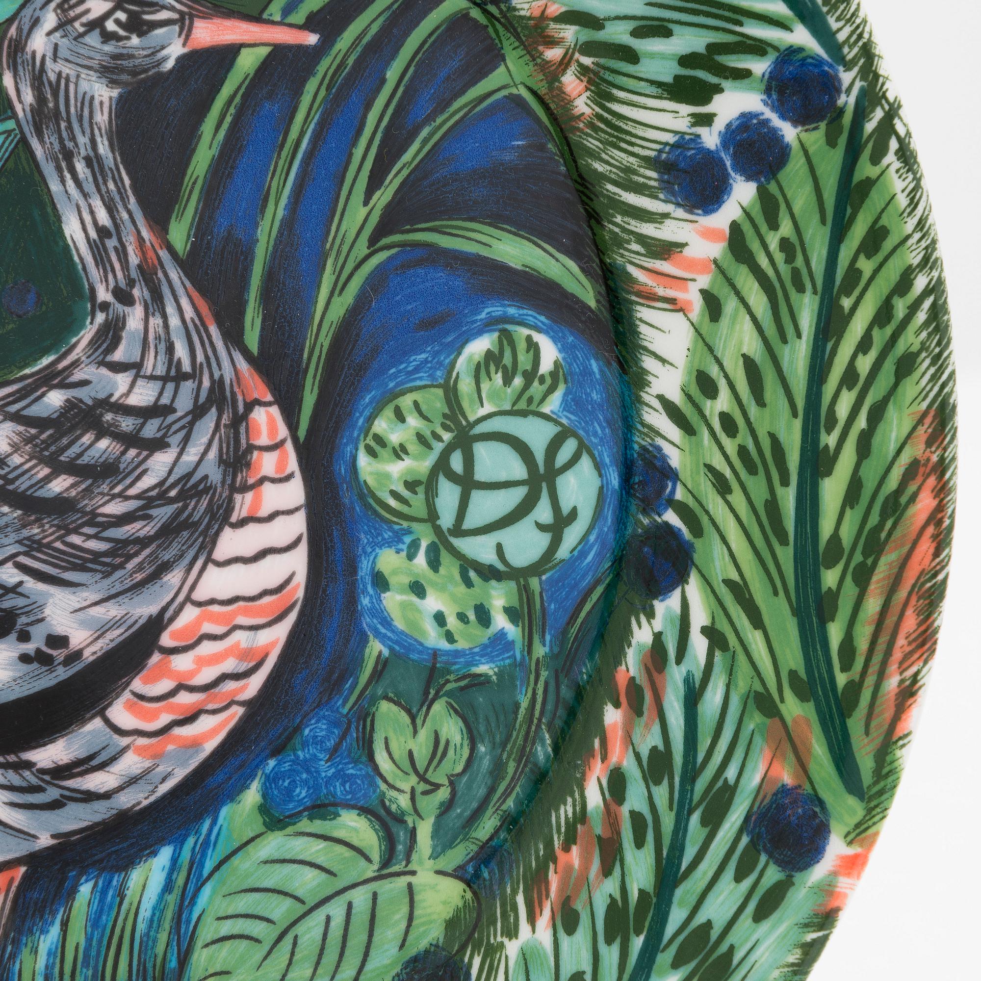 Dorrit von Fieandt, tallrikar, 3 st, keramik, signerade DF, Hubertus-serien, Pro Arte 1994.