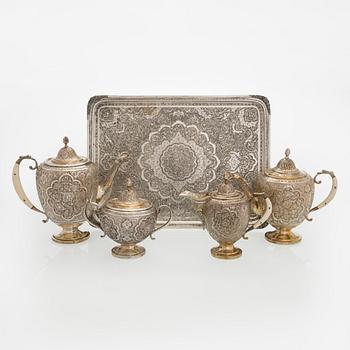Teekalusto, 5 osaa, Persia 1900-luvun alkupuoli.