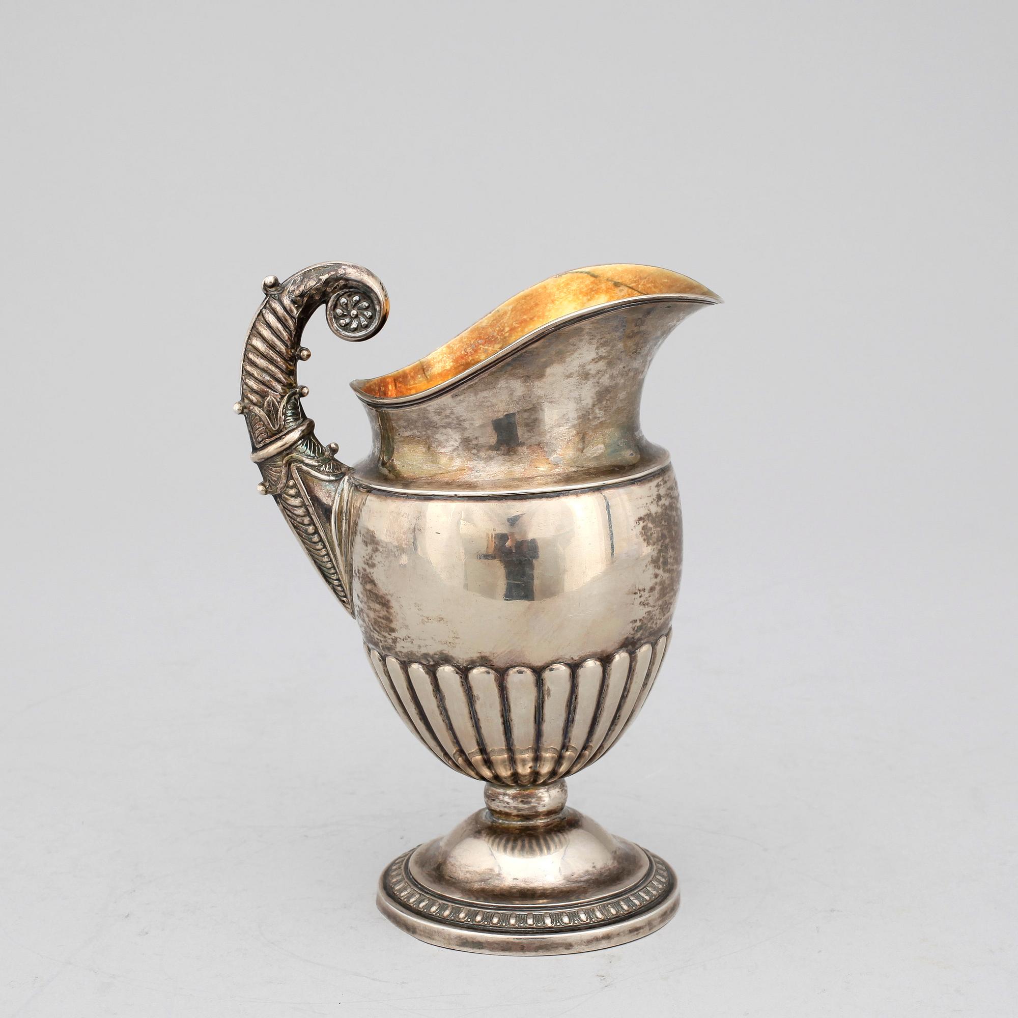 GRÄDDKANNA, silver, empir, Anders Lundqvist, Stockholm, 1833. Vikt ca 218 g.