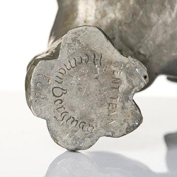 Anna Petrus, a pewter jug in the shape of a standing lion, Herman Bergman konstgjuteri, Stockholm, 1920s.
