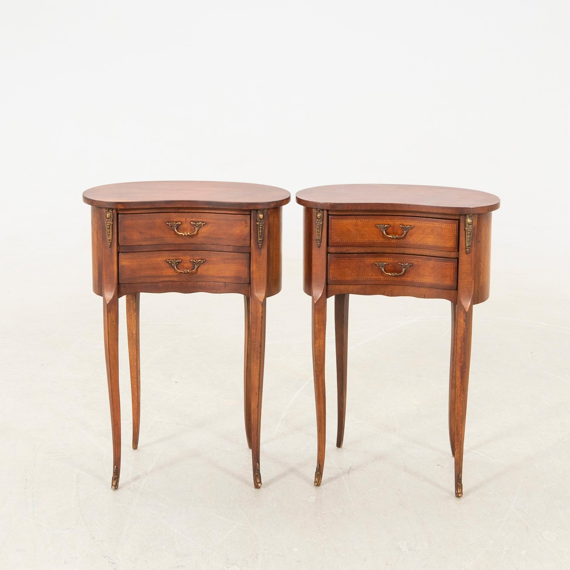 Side tables/Bedside tables, a pair, Rococo style, mid-20th century.