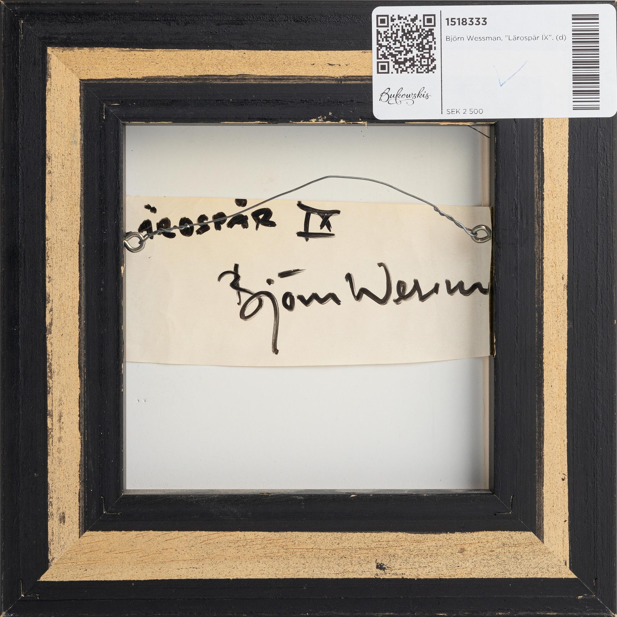 Björn Wessman, "Lärospår IX".