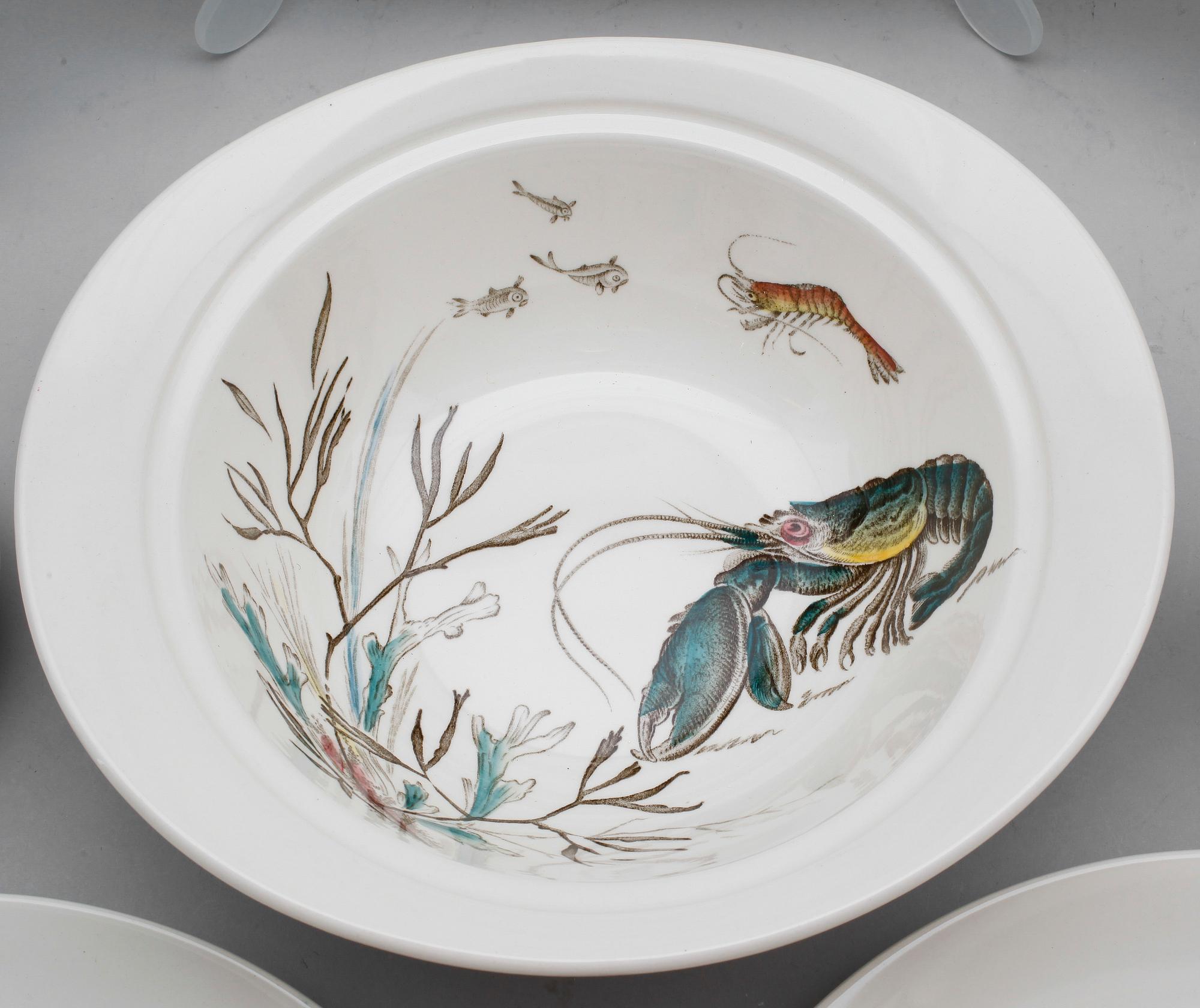 FISKSERVIS, 17 delar, flintgods, "Fish", Johnson Bros, England.