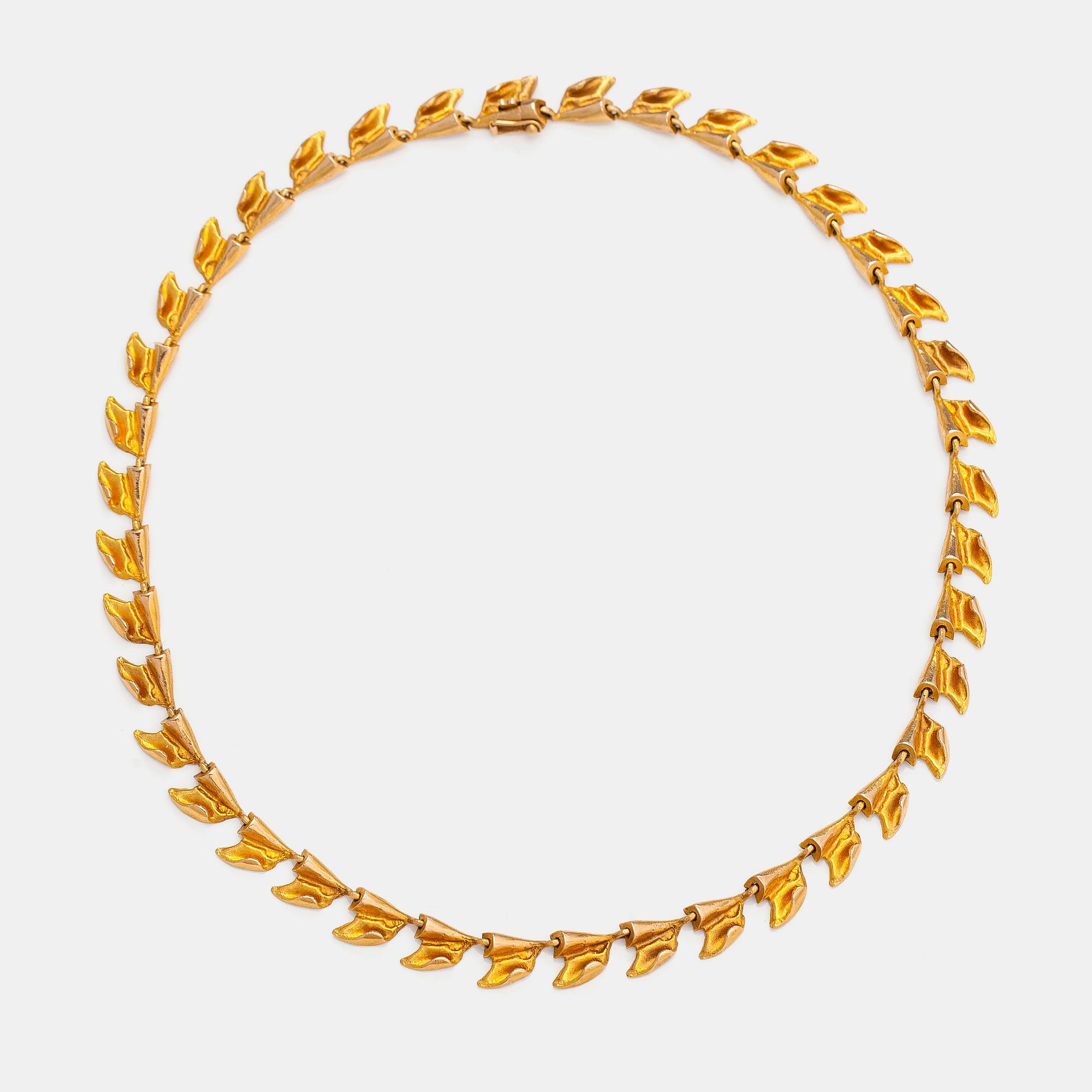Björn Weckström, Halsband "Rullande vågor", 14K guld. Lapponia 1968.