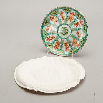 SERVIS, 12 dlr Christofle "Océana vert Gingko", porslin 1900-talets senare del.