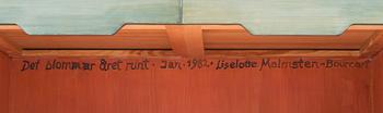 A Vidar Malmsten painted cabinet, Carl Malmsten AB, Sweden 1985, decorated by Liselotte Malmsten.