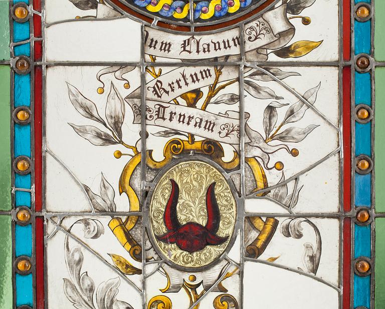 FÖNSTER, 3 st, blyglas, 1800/1900-tal.