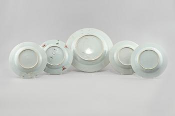 FAT samt TALLRIKAR, 4 st, porslin, Kina, 1700-tal.