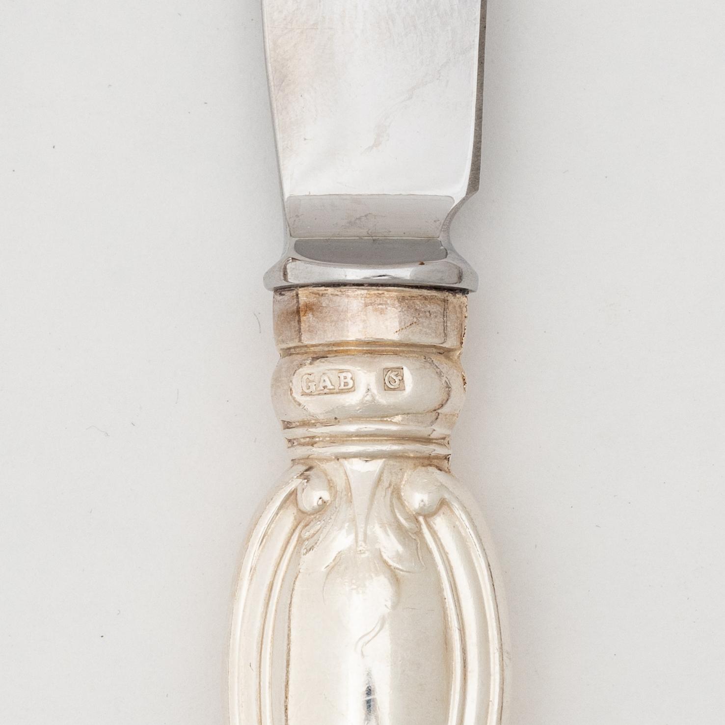 An 86-piece Swedish  silver cutlery, model 'Olga', marks of GAB, Eskilstuna, including 1974.