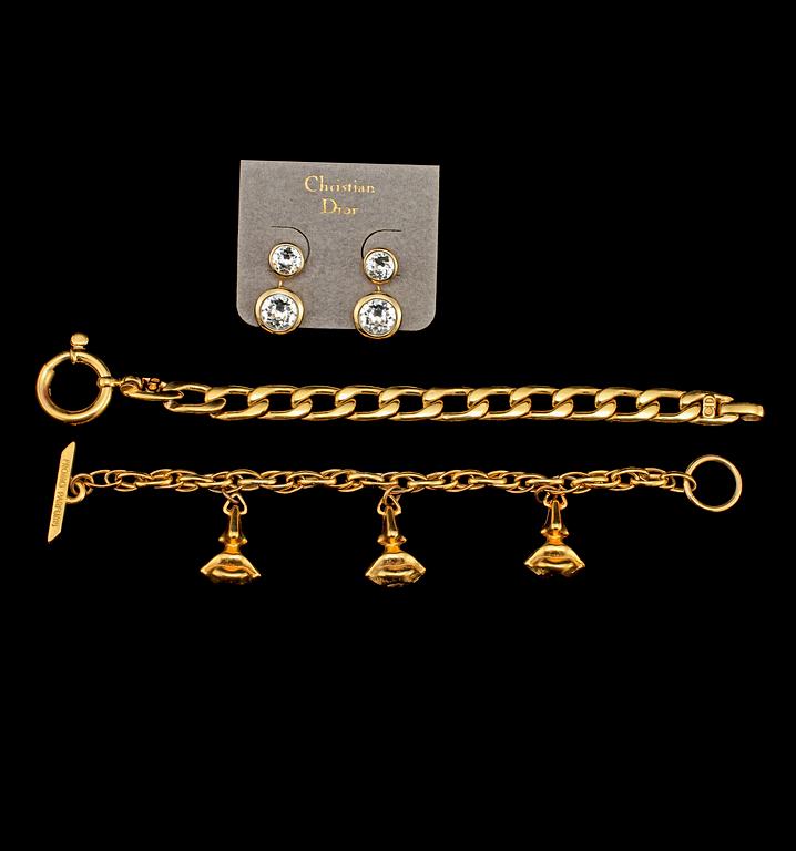 CHRISTIAN DIOR, örhängen samt armband, 1900-talets sista kvartal.