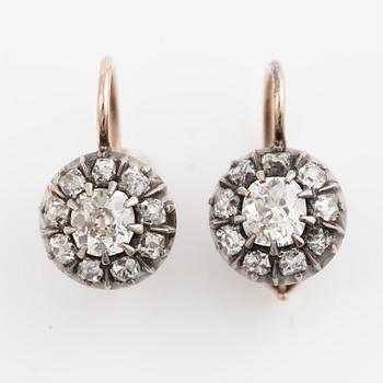 Earrings a pair, with old-cut diamonds.