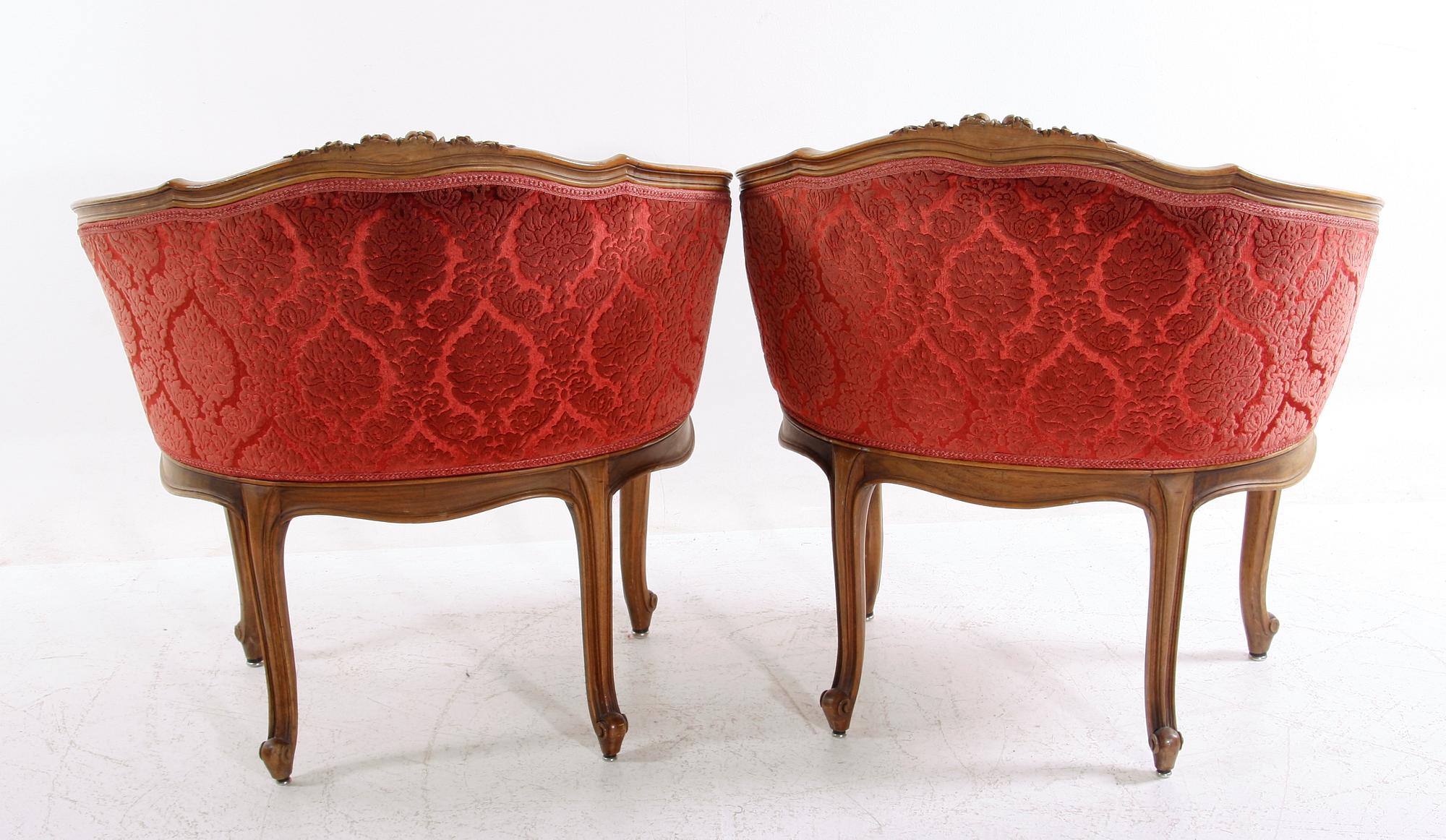 FÅTÖLJER, ett par, rokokostil, 1900-tal.