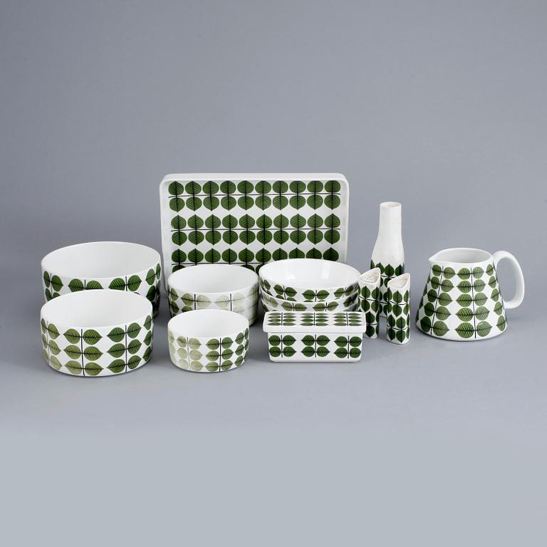 SERVISDELAR, 13 st, porslin, "Berså", Stig Lindberg, Gustavsberg.