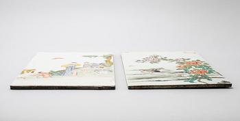 Two Chinese porcelain tiles from the 20th century.