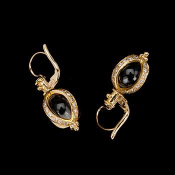 ÖRHÄNGEN, guld 18K, bergskristaller, diamanter tot. ca 0,65 ct. TEMPLE ST. CLAIR, USA. Vikt tot. 13,6 g.