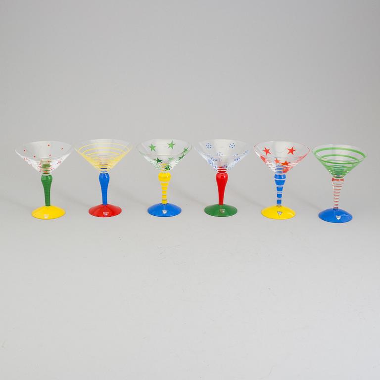 ANNE NILSSON, six 'Clown' cocktail/martini glasses from Orrefors.