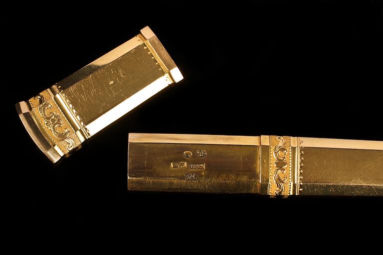 ETUI, 18K guld, otydlig mästare, empire. Stockholm 1819. 26gr.